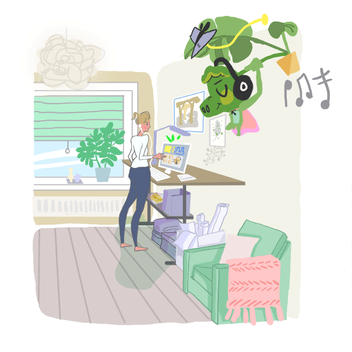 lifestyle illustration - working from home. Social distancing, COVID-19.